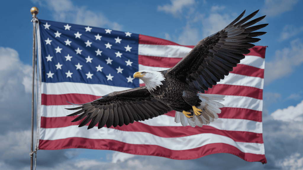 American flag and eagle