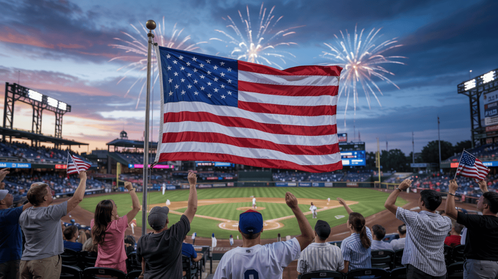 Baseball and American Flag