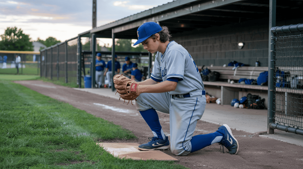Baseball player praying