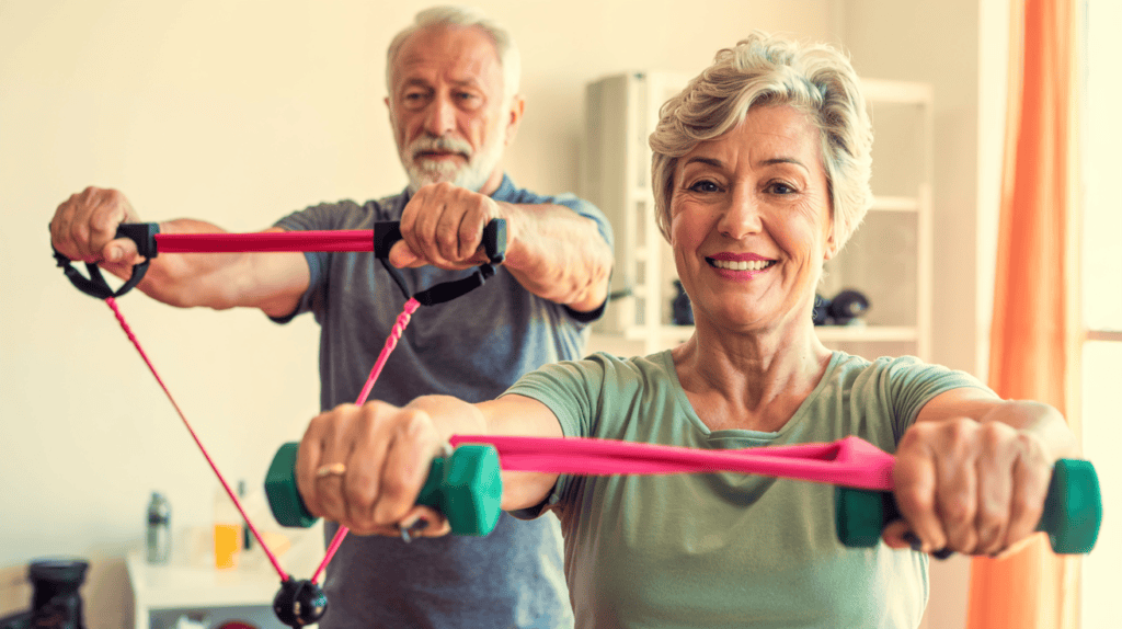 Older man and woman resistance