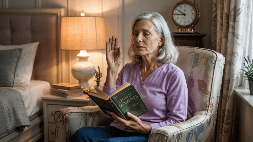 Older woman reading book