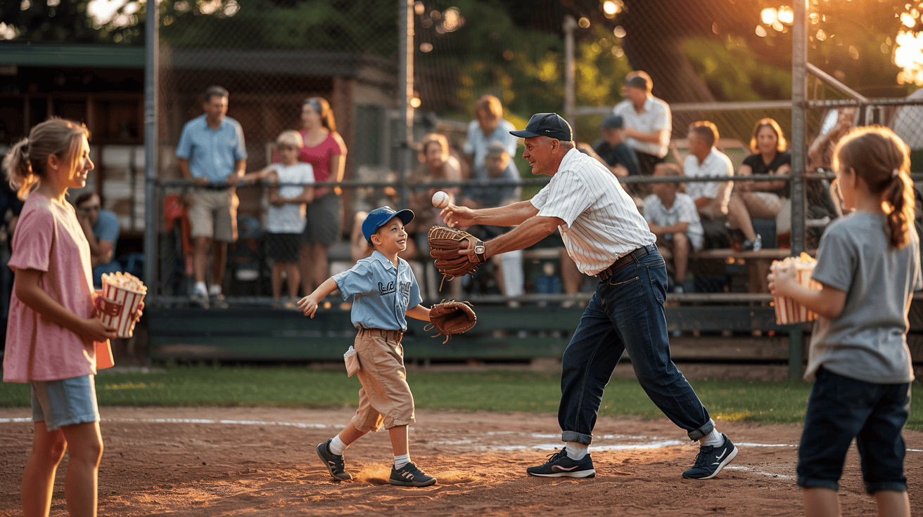 Baseball season grandpa and grandchild