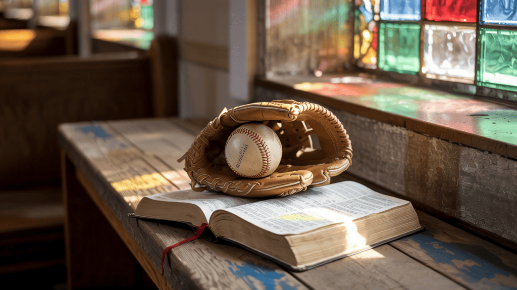 Baseball mitt and bible