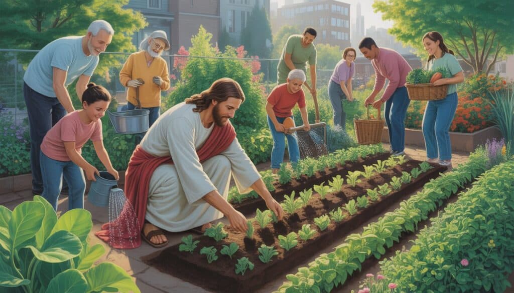 Jesus Gardening 